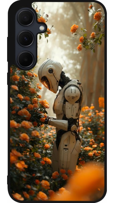 Coque Samsung Galaxy A56 - Silicone rigide noir Astronaut flowers 2025