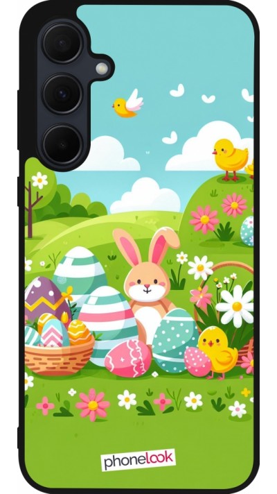 Coque Samsung Galaxy A56 - Silicone rigide noir Easter 2025 Green