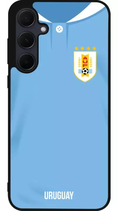 Coque Samsung Galaxy A56 - Silicone rigide noir Maillot de football Uruguay 2022 personnalisable
