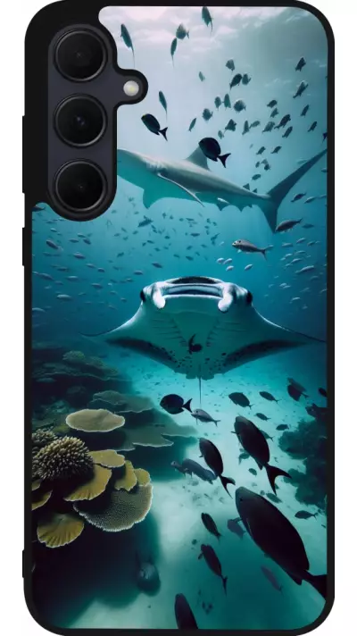 Coque Samsung Galaxy A56 - Silicone rigide noir Manta Lagon Nettoyage