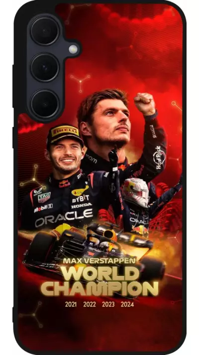 Coque Samsung Galaxy A56 - Silicone rigide noir Max Verstappen Champion 2023