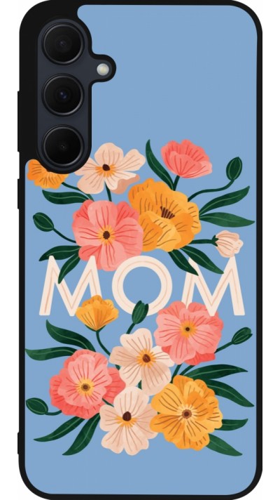 Coque Samsung Galaxy A56 - Silicone rigide noir Mom 2026 Flowers