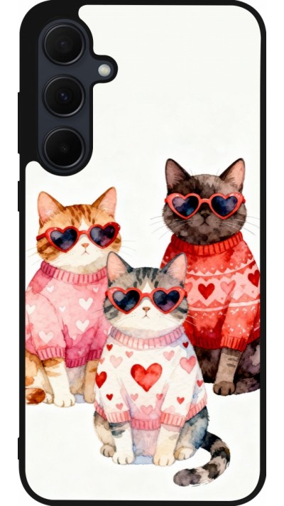 Coque Samsung Galaxy A56 - Silicone rigide noir Saint Valentines Day 26 Cat Love