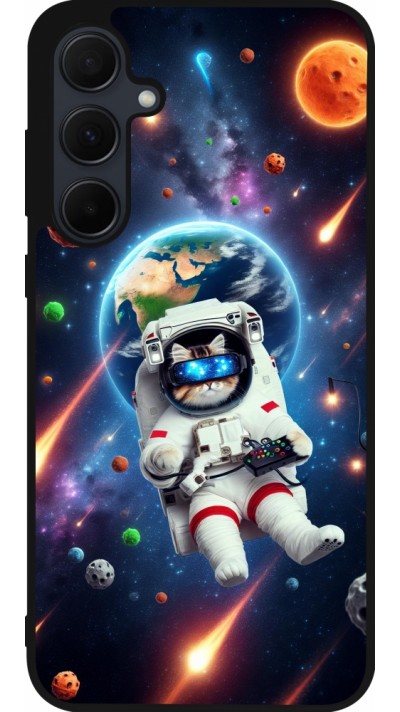 Coque Samsung Galaxy A56 - Silicone rigide noir VR SpaceCat Odyssey