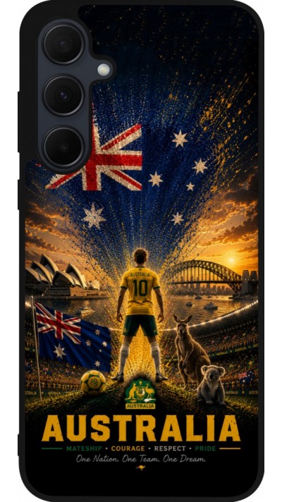 Coque Samsung Galaxy A56 - Silicone rigide noir Football Australie splash 2026