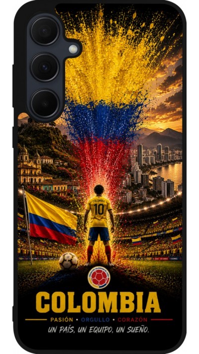 Coque Samsung Galaxy A56 - Silicone rigide noir Football Colombie splash 2026