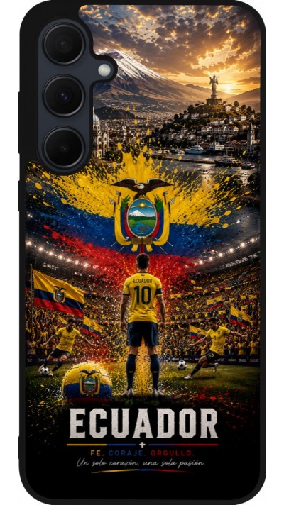 Coque Samsung Galaxy A56 - Silicone rigide noir Football Équateur splash 2026