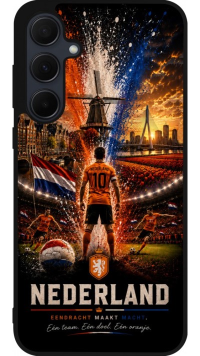 Coque Samsung Galaxy A56 - Silicone rigide noir Football Pays-Bas splash 2026