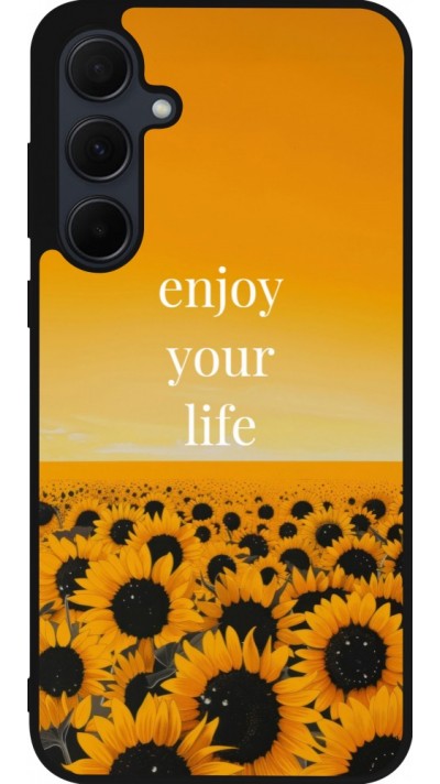 Coque Samsung Galaxy A56 - Silicone rigide noir Summer 2026 Enjoy your life