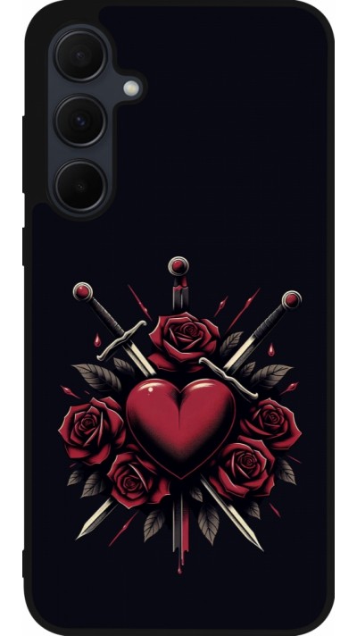 Coque Samsung Galaxy A56 - Silicone rigide noir Valentine 2024 gothic love