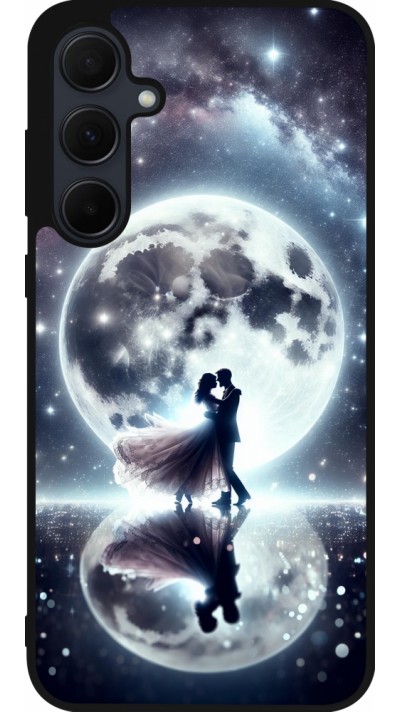 Coque Samsung Galaxy A56 - Silicone rigide noir Valentine 2024 Love under the moon