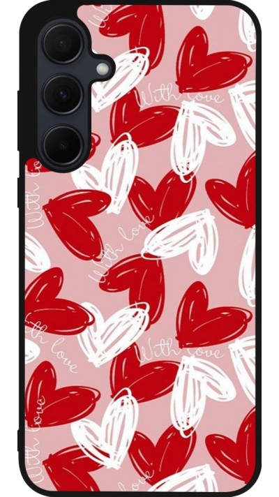 Coque Samsung Galaxy A56 - Silicone rigide noir Valentine 2024 with love heart