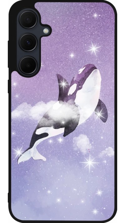 Coque Samsung Galaxy A56 - Silicone rigide noir Whale in sparking stars