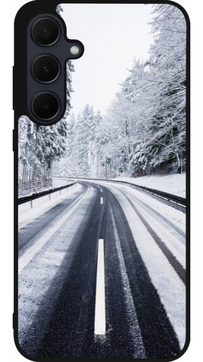 Coque Samsung Galaxy A56 - Silicone rigide noir Winter 22 Snowy Road