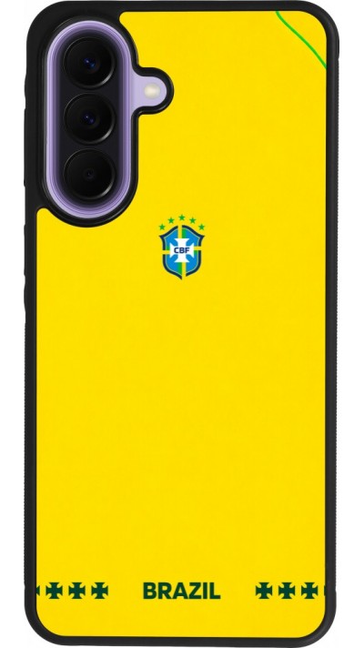 Coque Samsung Galaxy A57 5G - Silicone rigide noir Maillot de football Bresil 2026 personnalisable