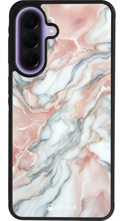 Samsung Galaxy A57 5G Case Hülle - Silikon schwarz Rosa Leuchtender Marmor