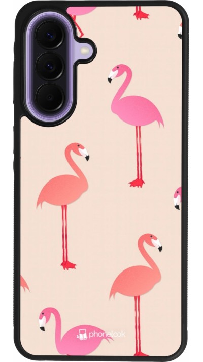 Samsung Galaxy A57 5G Case Hülle - Silikon schwarz Pink Flamingos Pattern
