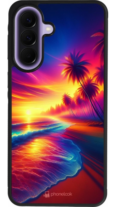Samsung Galaxy A57 5G Case Hülle - Silikon schwarz Strand Sonnenuntergang auffällig