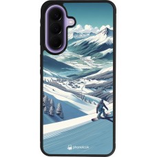 Coque Samsung Galaxy A57 5G - Silicone rigide noir Snowboarder Montagne