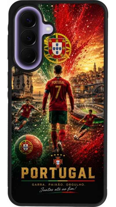 Samsung Galaxy A57 5G Case Hülle - Silikon schwarz Fussball Portugal splash 2026