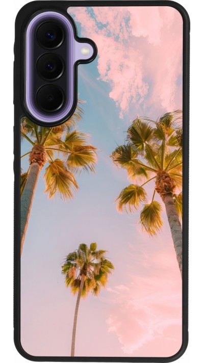 Samsung Galaxy A57 5G Case Hülle - Silikon schwarz Summer 2025 Palmiers