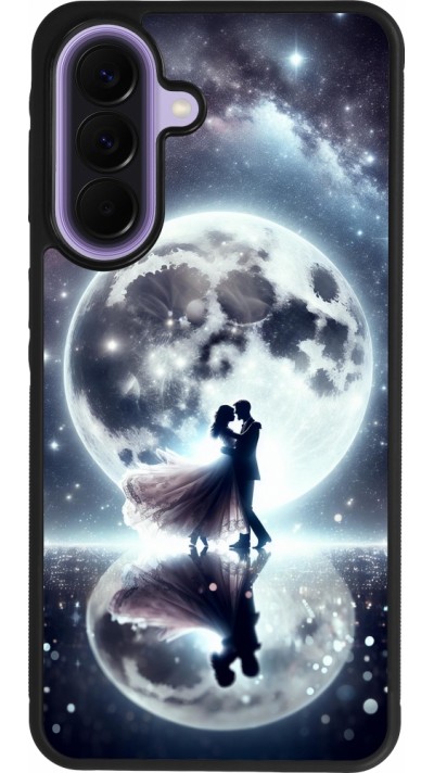 Coque Samsung Galaxy A57 5G - Silicone rigide noir Valentine 2024 Love under the moon