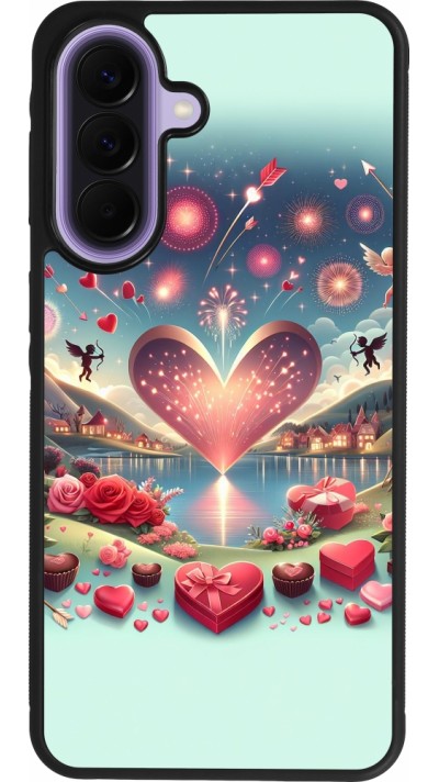 Coque Samsung Galaxy A57 5G - Silicone rigide noir Valentine 2025 Chic
