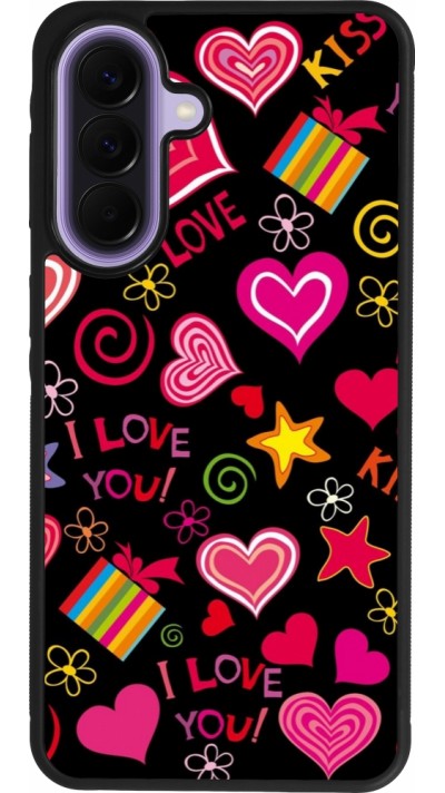 Coque Samsung Galaxy A57 5G - Silicone rigide noir Valentine 2023 love symbols