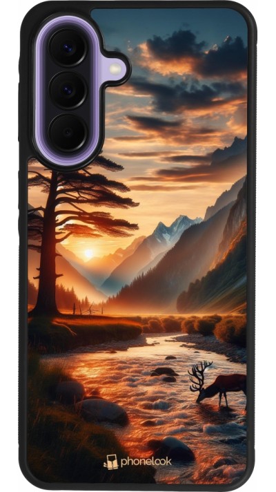 Coque Samsung Galaxy A57 5G - Silicone rigide noir Valley Sunset Deer Tree