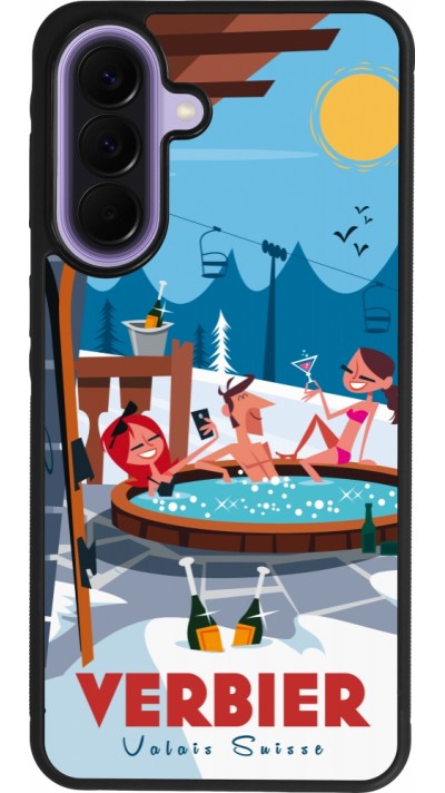 Coque Samsung Galaxy A57 5G - Silicone rigide noir Verbier Mountain Jacuzzi