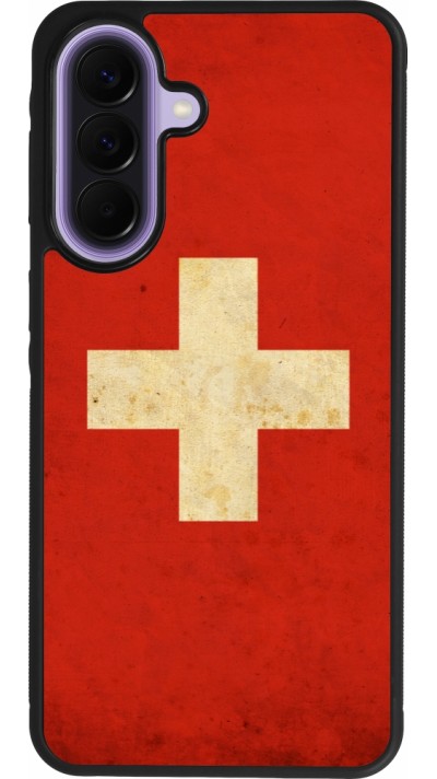 Coque Samsung Galaxy A57 5G - Silicone rigide noir Vintage Flag SWISS