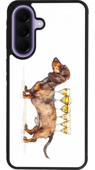 Coque Samsung Galaxy A57 5G - Silicone rigide noir Wine Teckel