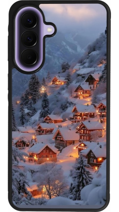 Coque Samsung Galaxy A57 5G - Silicone rigide noir Winter 25 Winter snowy village