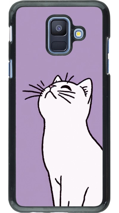 Coque Samsung Galaxy A6 - Chat sur fond violet