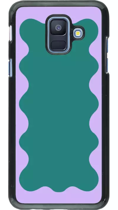 Coque Samsung Galaxy A6 - Wavy Rectangle Green Purple
