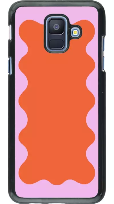 Coque Samsung Galaxy A6 - Wavy Rectangle Orange Pink
