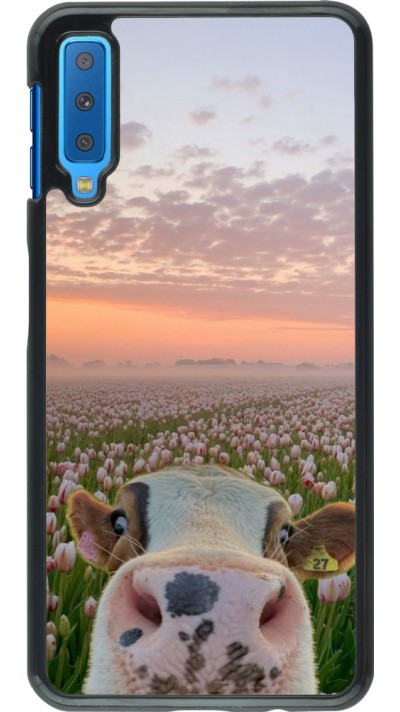 Samsung Galaxy A7 Case Hülle - Cow with tulips Spring 2026