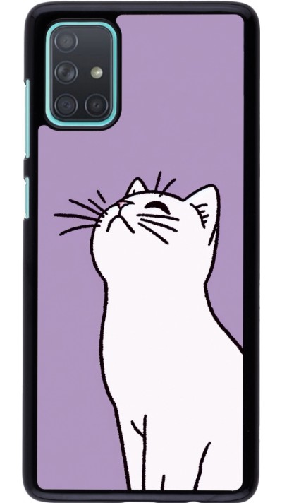 Coque Samsung Galaxy A71 - Chat sur fond violet