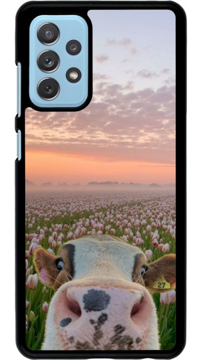 Samsung Galaxy A72 Case Hülle - Cow with tulips Spring 2026