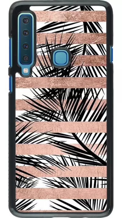 Coque Samsung Galaxy A9 - Palm trees gold stripes