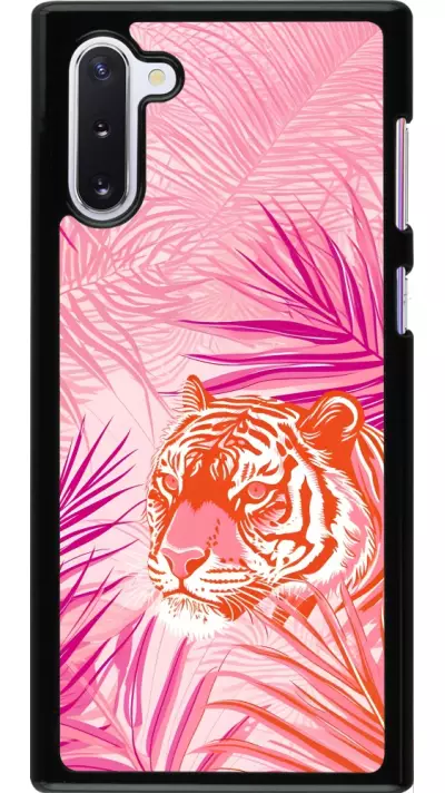 Coque Samsung Galaxy Note 10 - Tigre palmiers roses