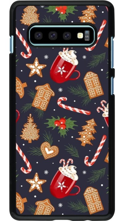 Samsung Galaxy S10+ Case Hülle - Christmas 25 Pattern Gingerbread House