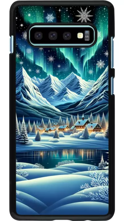 Coque Samsung Galaxy S10+ - Snowy Mountain Village Lake night