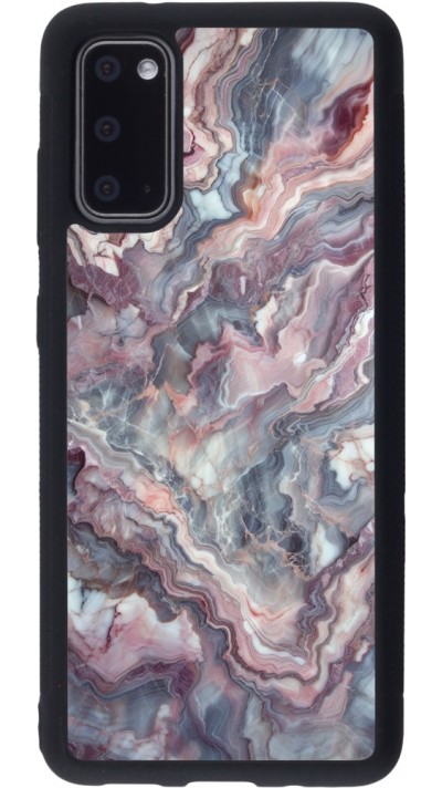 Samsung Galaxy S20 Case Hülle - Silikon schwarz Violetter silberner Marmor