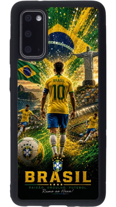 Coque Samsung Galaxy S20 - Silicone rigide noir Football Brésil splash 2026