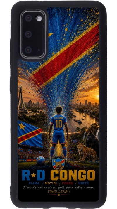 Coque Samsung Galaxy S20 - Silicone rigide noir Football République démocratique du Congo splash 2026