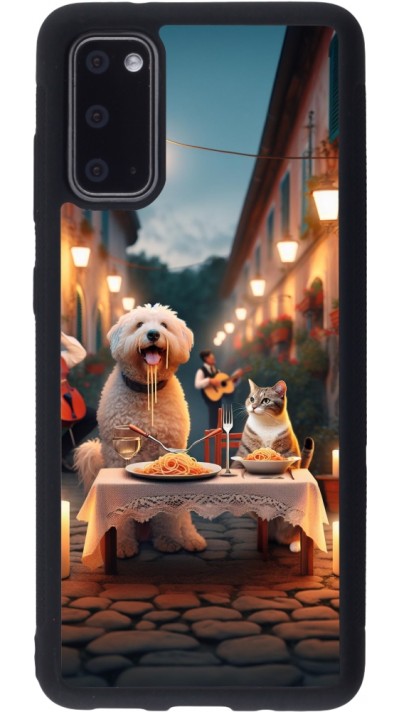 Samsung Galaxy S20 Case Hülle - Silikon schwarz Valentin 2024 Hund & Katze Kerzenlicht