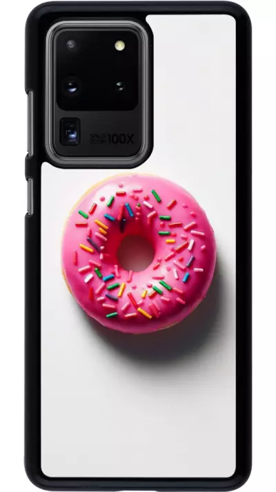 Coque Samsung Galaxy S20 Ultra - Weißer Hintergrund, pinker Donut