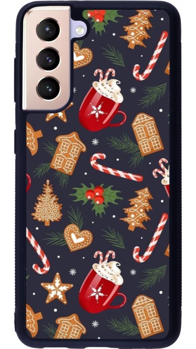 Samsung Galaxy S21 5G Case Hülle - Silikon schwarz Christmas 25 Pattern Gingerbread House
