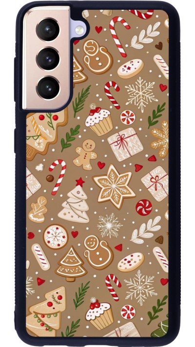Samsung Galaxy S21 5G Case Hülle - Silikon schwarz Christmas 25 Pattern Ginger Cookie